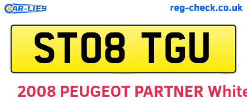 ST08TGU are the vehicle registration plates.