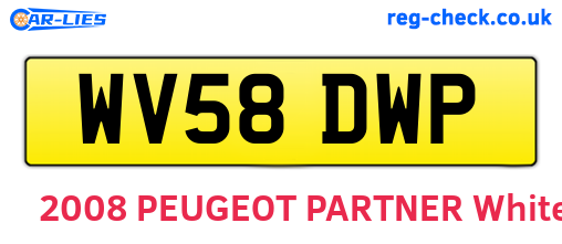 WV58DWP are the vehicle registration plates.