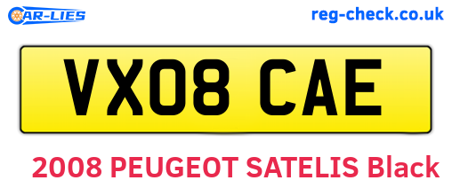 VX08CAE are the vehicle registration plates.