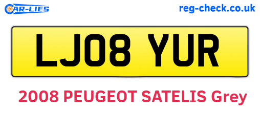 LJ08YUR are the vehicle registration plates.