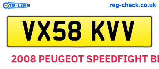 VX58KVV are the vehicle registration plates.