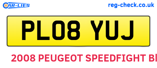 PL08YUJ are the vehicle registration plates.