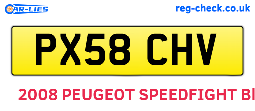 PX58CHV are the vehicle registration plates.