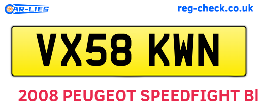 VX58KWN are the vehicle registration plates.