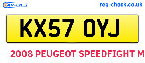 KX57OYJ are the vehicle registration plates.