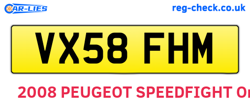 VX58FHM are the vehicle registration plates.