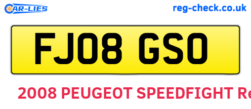FJ08GSO are the vehicle registration plates.