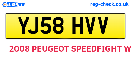 YJ58HVV are the vehicle registration plates.
