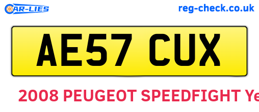 AE57CUX are the vehicle registration plates.
