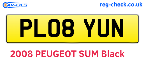 PL08YUN are the vehicle registration plates.