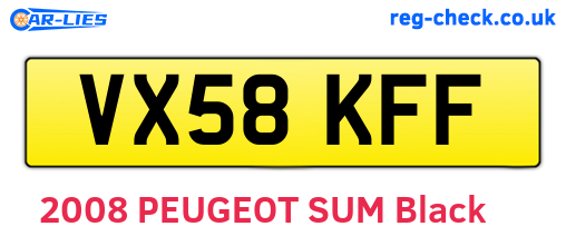 VX58KFF are the vehicle registration plates.