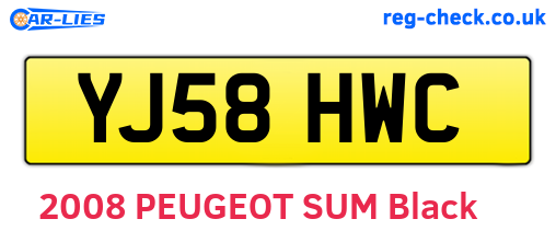 YJ58HWC are the vehicle registration plates.