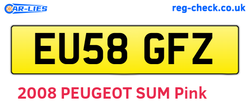 EU58GFZ are the vehicle registration plates.