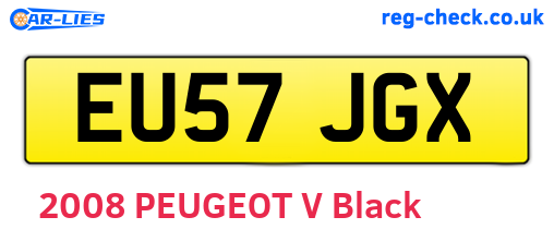 EU57JGX are the vehicle registration plates.