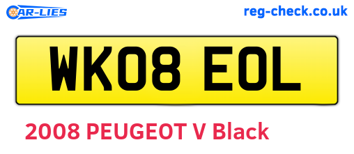 WK08EOL are the vehicle registration plates.