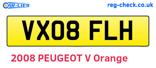 VX08FLH are the vehicle registration plates.