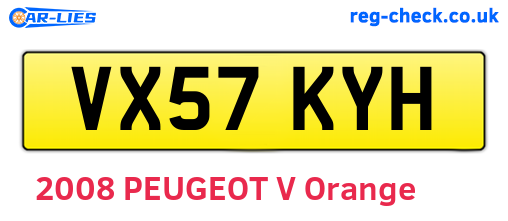 VX57KYH are the vehicle registration plates.