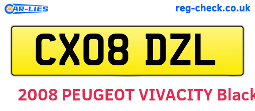 CX08DZL are the vehicle registration plates.