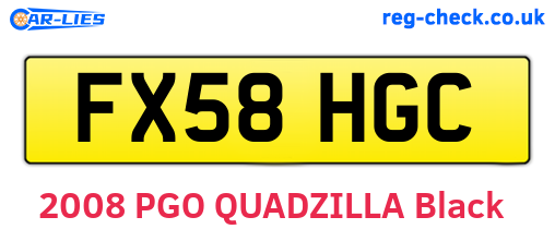 FX58HGC are the vehicle registration plates.
