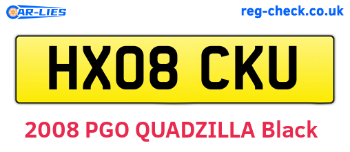 HX08CKU are the vehicle registration plates.