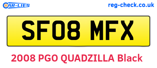 SF08MFX are the vehicle registration plates.