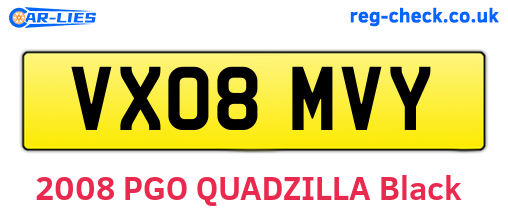 VX08MVY are the vehicle registration plates.