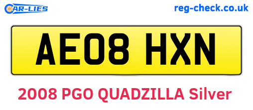 AE08HXN are the vehicle registration plates.