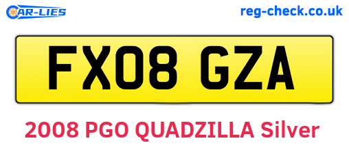 FX08GZA are the vehicle registration plates.