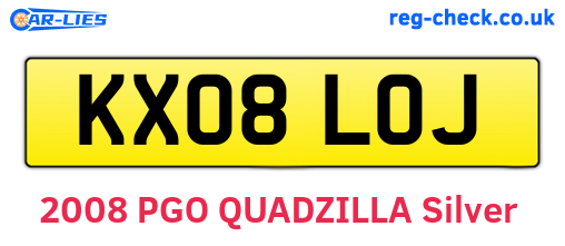 KX08LOJ are the vehicle registration plates.