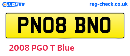 PN08BNO are the vehicle registration plates.