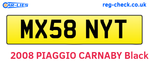 MX58NYT are the vehicle registration plates.