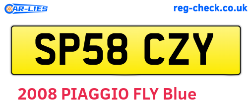 SP58CZY are the vehicle registration plates.