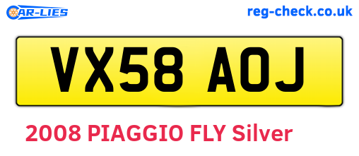 VX58AOJ are the vehicle registration plates.