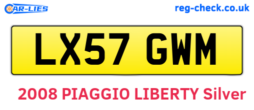 LX57GWM are the vehicle registration plates.