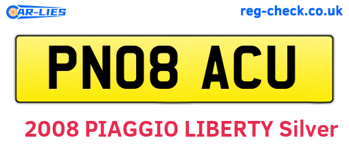 PN08ACU are the vehicle registration plates.