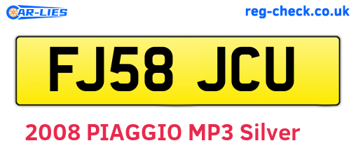 FJ58JCU are the vehicle registration plates.