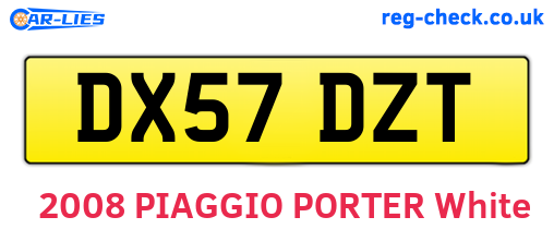 DX57DZT are the vehicle registration plates.