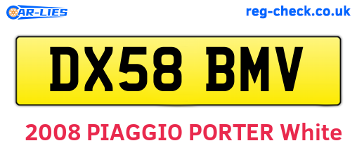 DX58BMV are the vehicle registration plates.