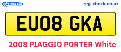EU08GKA are the vehicle registration plates.