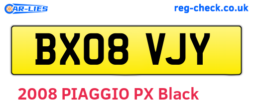 BX08VJY are the vehicle registration plates.