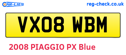 VX08WBM are the vehicle registration plates.