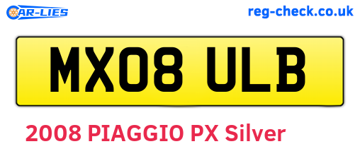 MX08ULB are the vehicle registration plates.