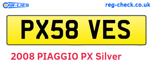 PX58VES are the vehicle registration plates.