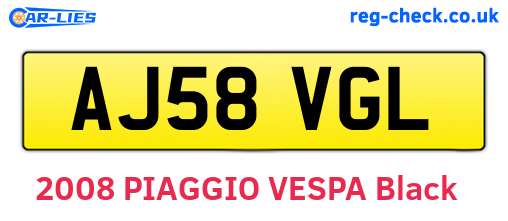 AJ58VGL are the vehicle registration plates.