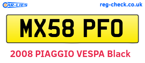 MX58PFO are the vehicle registration plates.