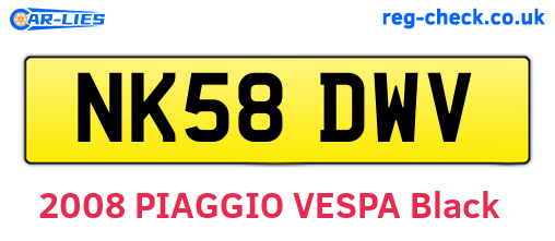 NK58DWV are the vehicle registration plates.