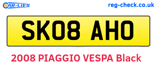 SK08AHO are the vehicle registration plates.