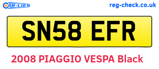 SN58EFR are the vehicle registration plates.
