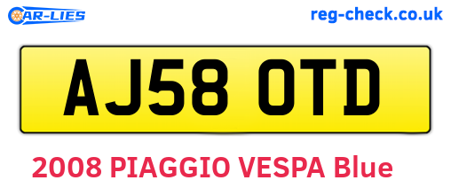 AJ58OTD are the vehicle registration plates.