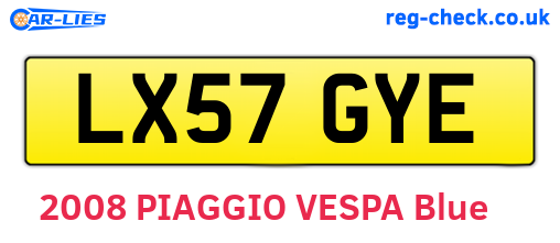 LX57GYE are the vehicle registration plates.